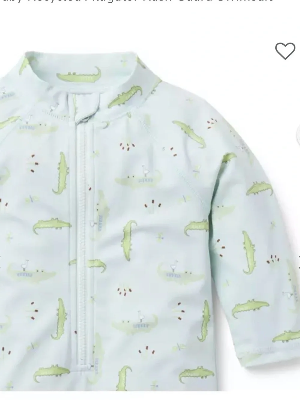 Janie and Jack Light Blue Rashguard One-Piece with Green Alligator Print